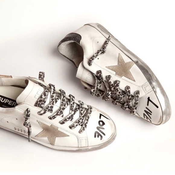 Golden Goose Shoes - GOLDEN GOOSE 39 Women Super-Star in white leather with gray suede star LIVE LOVE